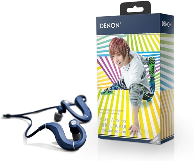 Denon AH-C160WSHOUTA Wireless Earphones, Shota Aoi Special Edition, Bluetooth Compatible, Sweatproof, Splashproof, Microphone Included, Blue