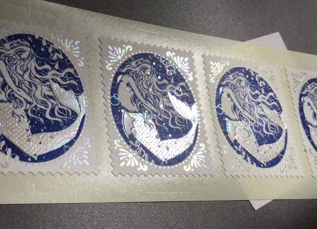 切手型箔押しシール5枚セット【人魚姫】 (2370601)