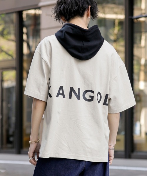 KANGOL / 【KANGOL×A.S.M コラボ】アメリカンコットン ／ KANGOL オーバーサイズ ルーズサイズ バックプリント パーカー Tシャツ（5分袖） (52523097)