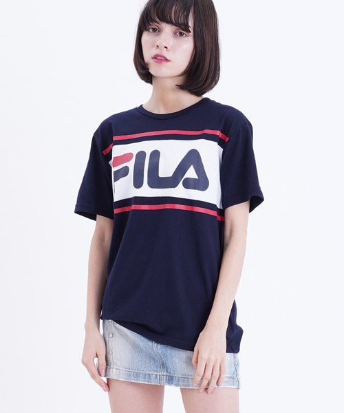 FILA / FILA フィラ ブランド BIGロゴ ライン バイカラー 半袖 Tシャツ (49115145)