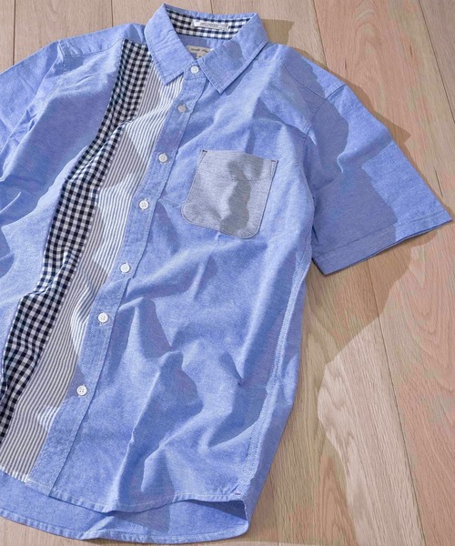 JOHN'S CLOSET / 【a】ライトオックス切替 半袖 レギュラーカラーシャツ