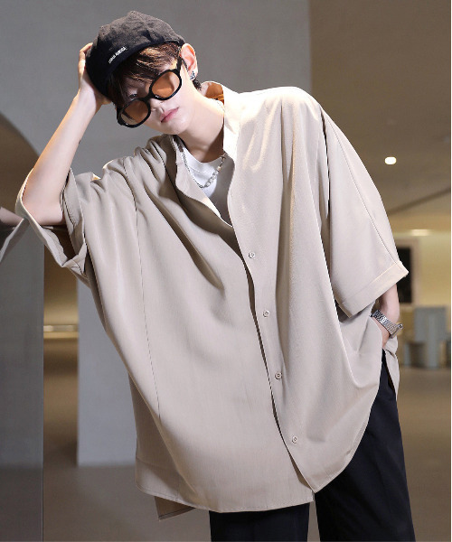 neos / 【neos -addictive design-】Big silhouette Dolman sleeve collarless shirt (56441414)